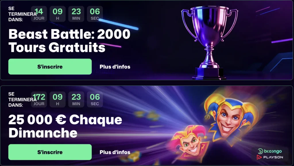 Participez aux tournois Win Beast.